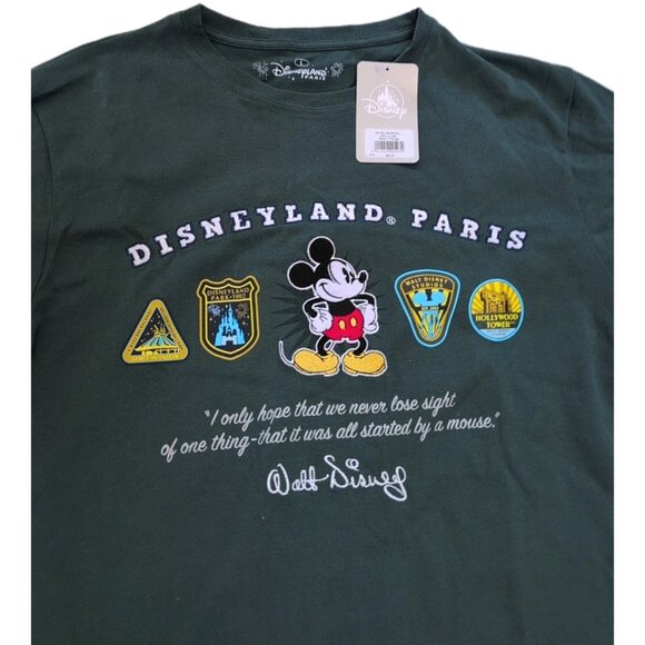 H20 T-Shirt Logo 2 Parks Men’s L Disneyland Paris Green NWT Embroidered - New - Picture 2 of 4